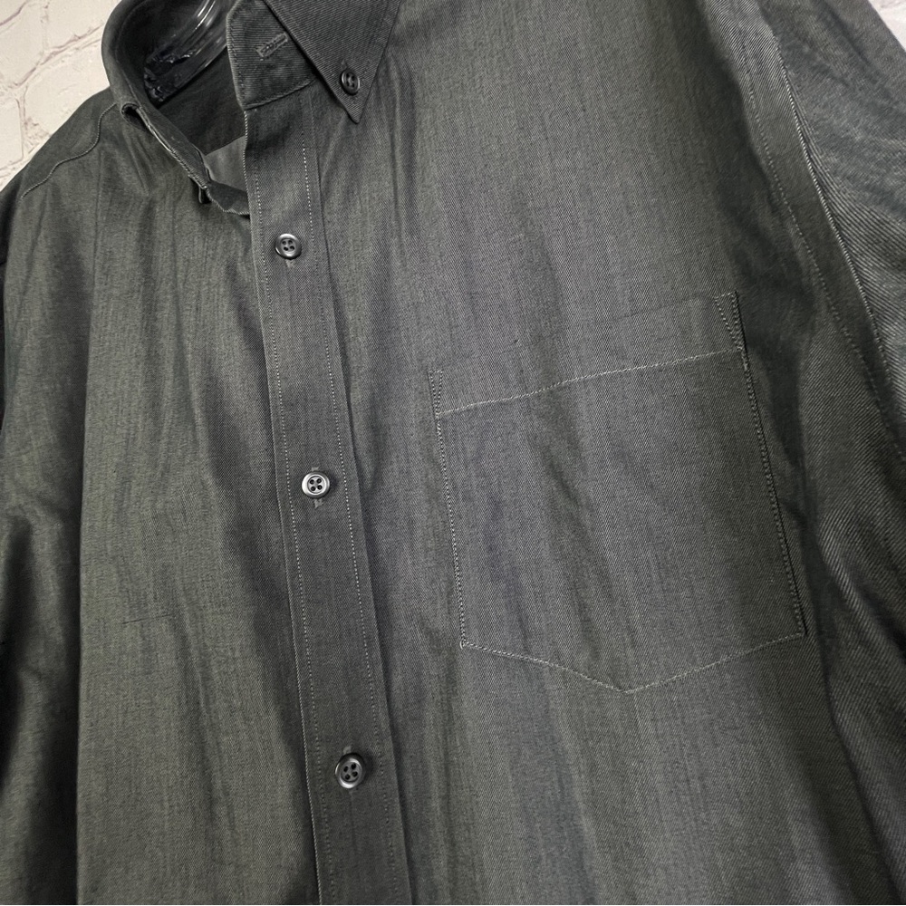 BANANA REPUBLIC men's cotton gray button-up non-iron shirt, size L - Picture 5 of 9
